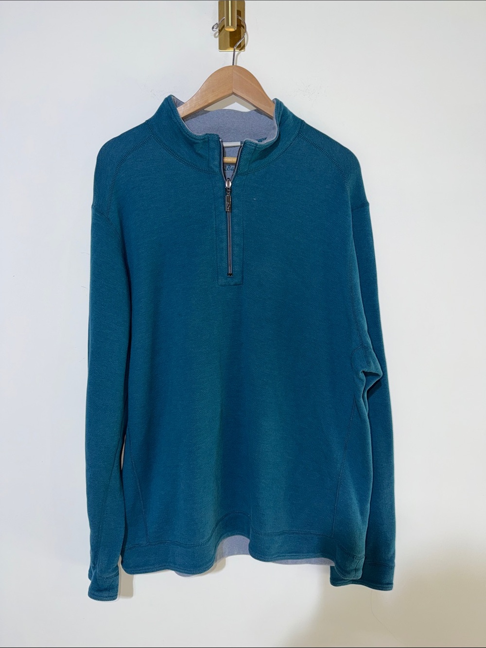 Tommy Bahama Teal and gray Quarter-Zip Pullover reversible size XLarge